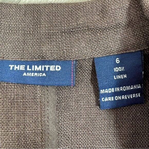 The Limited Brown Linen Boyfriend Blazer Jacket Taupe Size 9 Baggy Oversized - Picture 10 of 12